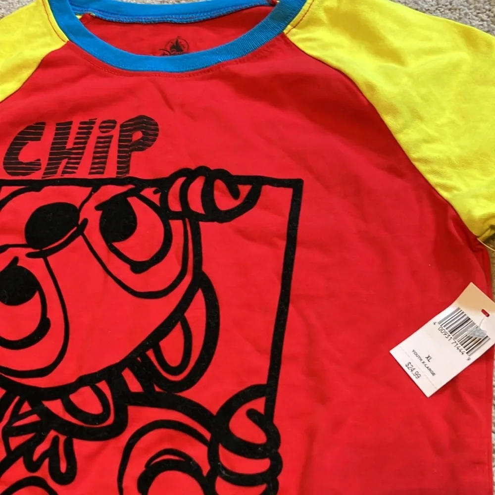 Disney XL Youth Chip & Dale Red Yellow & Blue Tshirt - Picture 2 of 4